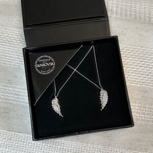 Victoria's Secret Silver Crystal Angel Wing Necklace Set